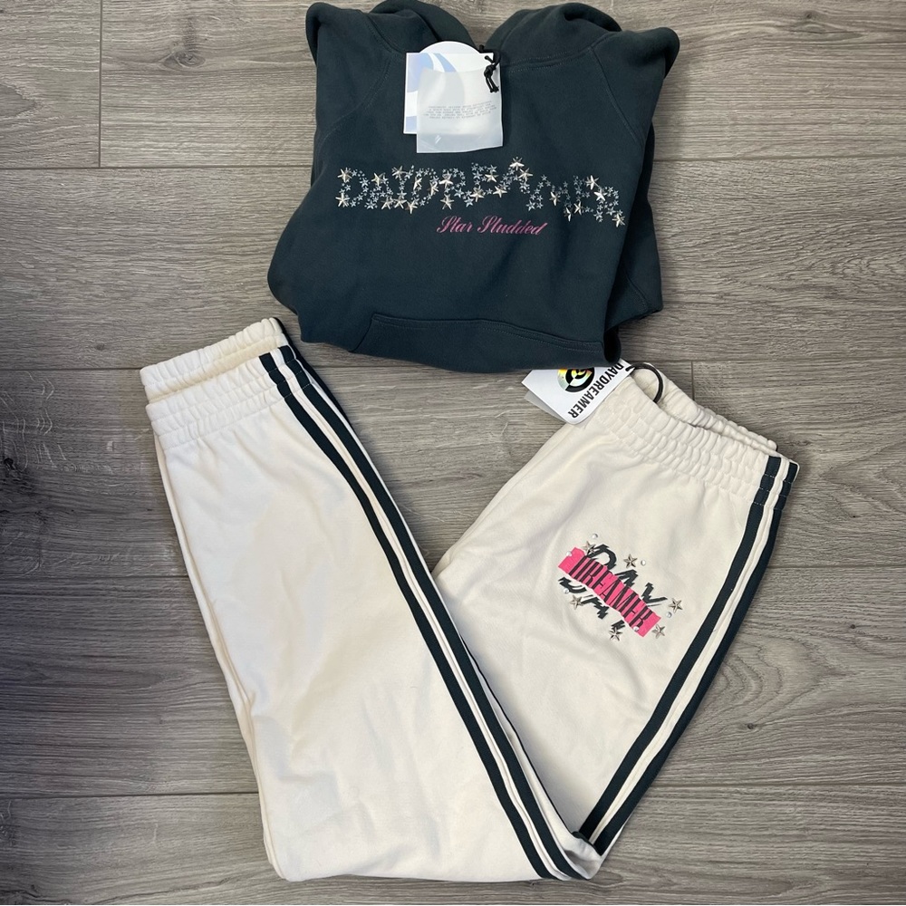 Daydreamer Star Studded Hoodie & Striped Sweatpants Set Size Medium - Picture 2 of 5